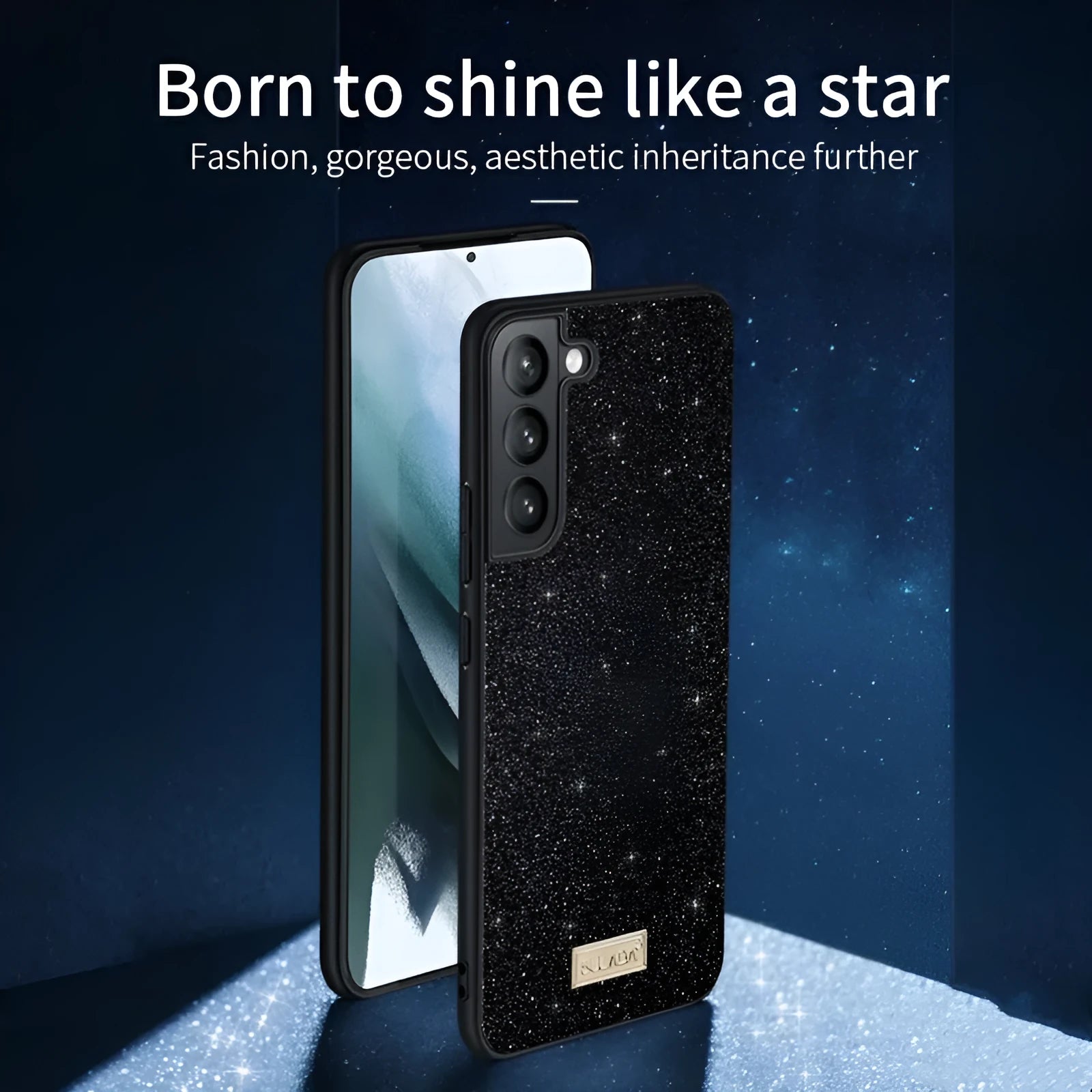 Glitter imitation leather drop-resistant phone case for Samsung S23 to S24Ultra