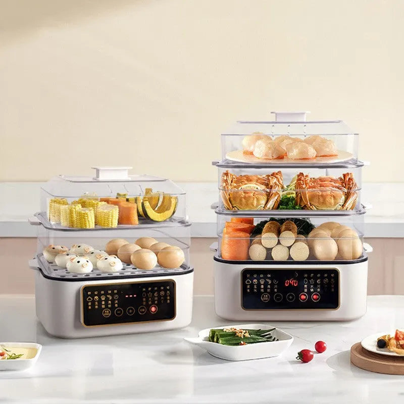 28L stainless steel electric steamer appliance with automatic measuring function for household cooking