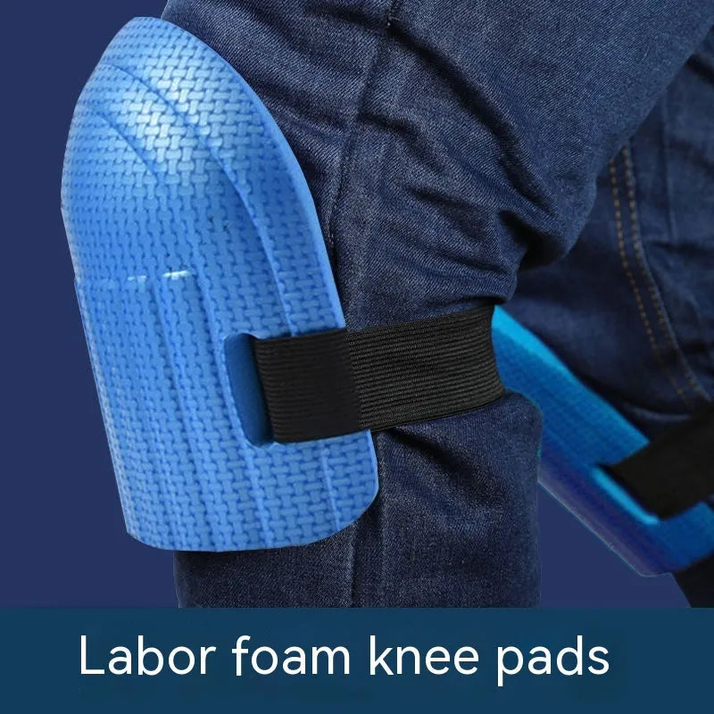 A pair of EVA foam knee pads in various colours, suitable for construction and DIY kneeling tasks.
