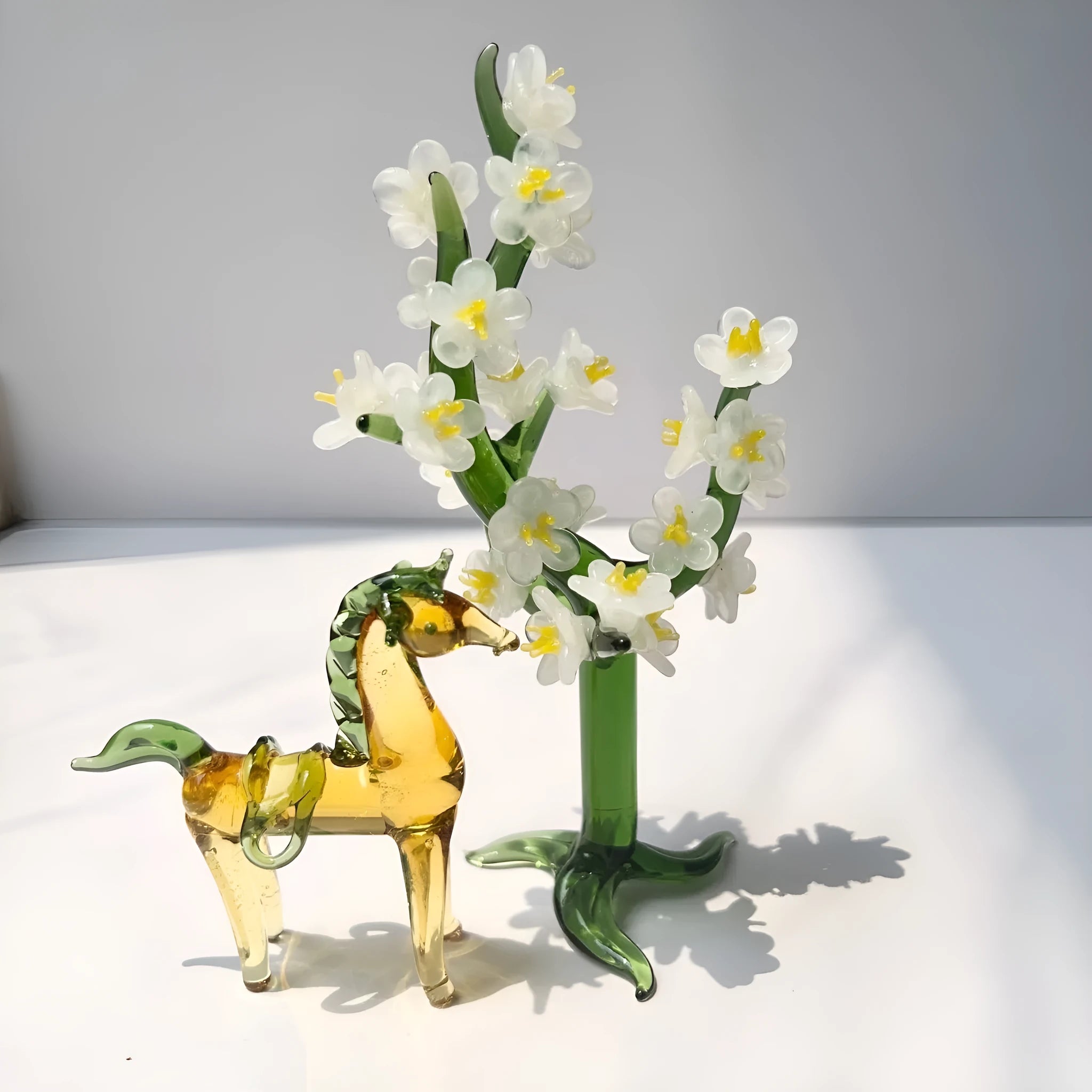 Glazed horse office decoration in modern minimalist style with coloured glaze construction