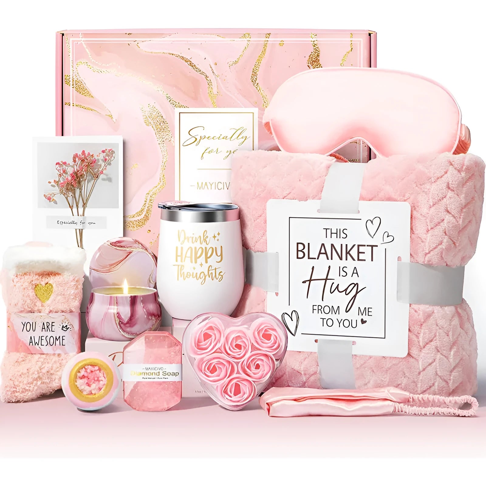 Aromatherapy candle soap bath gift set in a modern simplicity style plastic box.