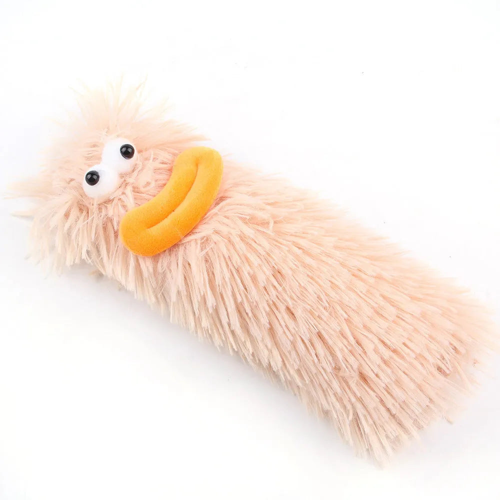 Soft plush interactive cat toy with catnip and crinkle sound feature in assorted colours.
