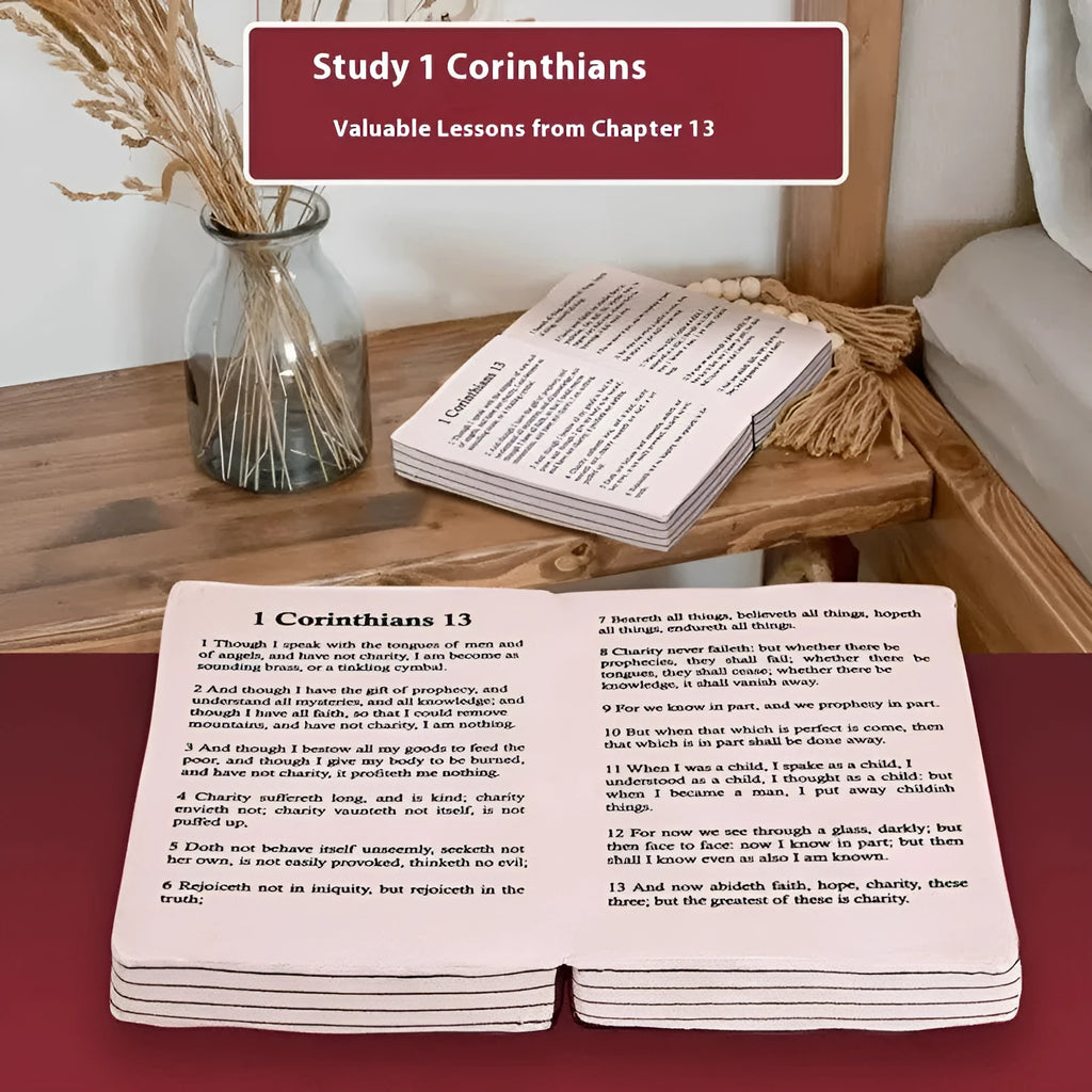 Christmas Bible plush toy doll pillow in solid colour with memory foam fill, 33cm by 22.3cm