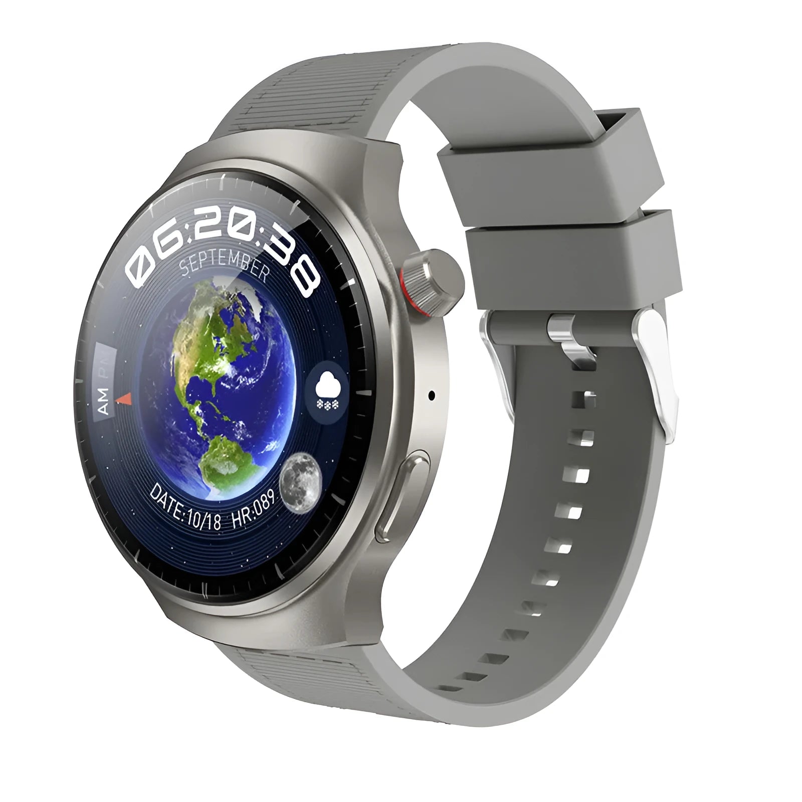 Smart watch showing blood pressure measurement and camera function with Bluetooth connectivity in black