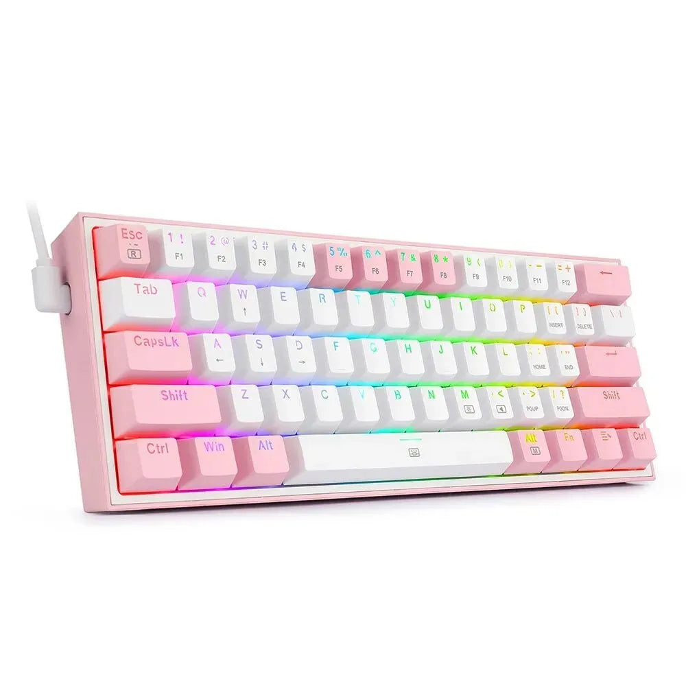 White pink K617 mechanical gaming keyboard with RGB backlighting and dual-keycap set