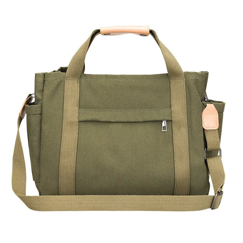 Large canvas tote bag with internal organisation pockets in neutral colour