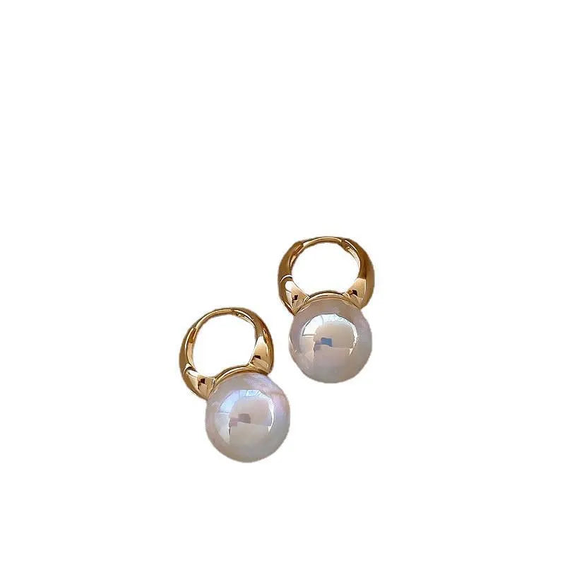 Mermaid pearl earrings for women, clip-on style, 14K gold plated copper, U-shaped, white colour
