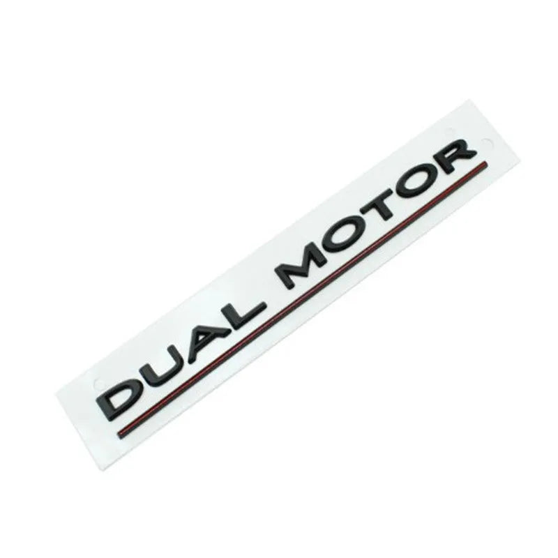Tesla Model 3 rear bumper sticker in ABS plastic, showing matte black and silver colour options.
