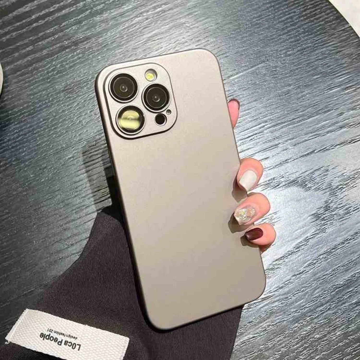 Ultra-thin frosted PC anti-fall case for iPhone in matte solid colour, with lens film