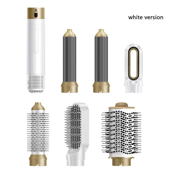 6-in-1 hot air styling comb with leather case for curling and straightening hair