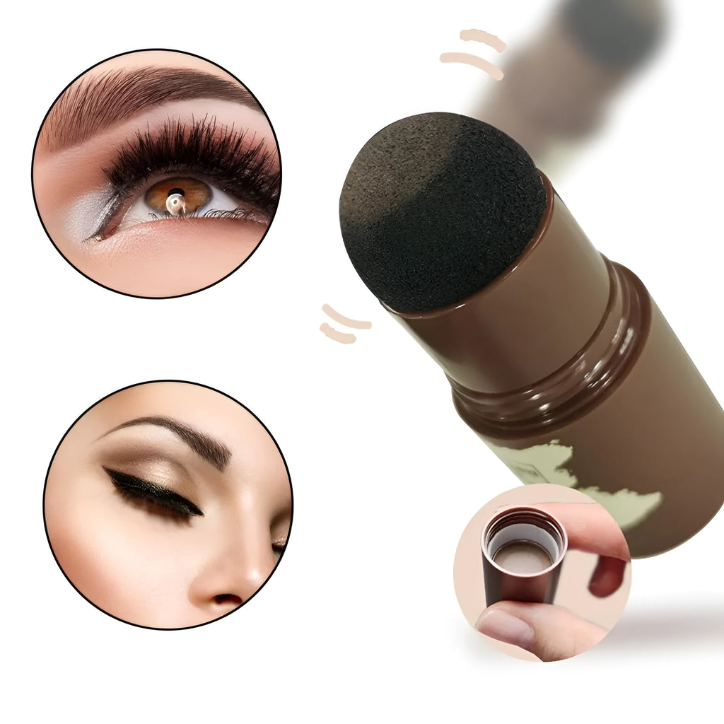 Brow stamp shaping kit with mushroom head applicator, 1.8g stick, and 24 eyebrow shape cards in black