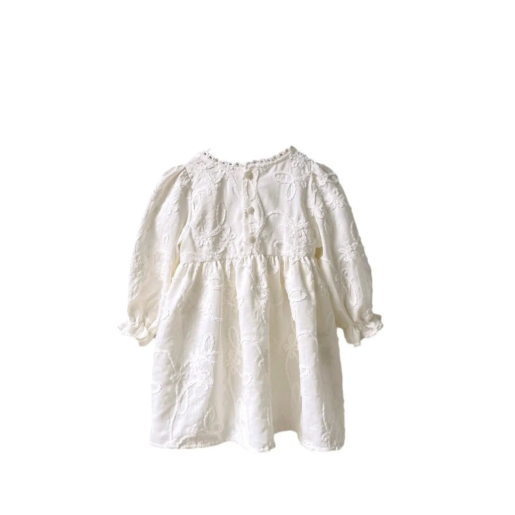 Girl infant stereo lace princess dress in beige, polyester, with jumpsuit option