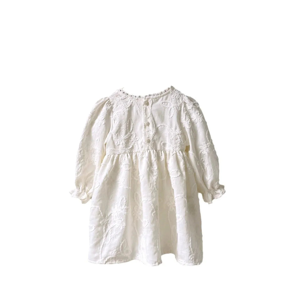 Girl infant stereo lace princess dress in beige, polyester, with jumpsuit option