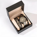 Men's steel band quartz watch black with chronograph pointer display on wrist