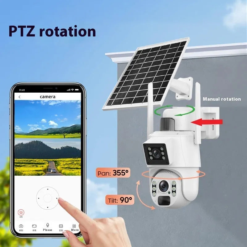 White Q39 outdoor remote wireless security camera with solar panel, 10x zoom, 6MP and Full Colour Night Vision