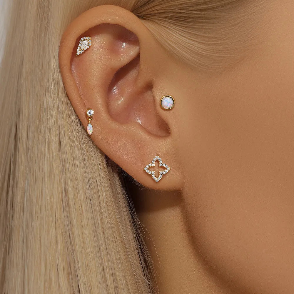 S925 sterling silver flat column thread cartilage stud in one of twelve gold electroplated colours.