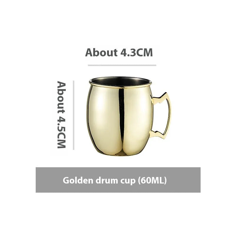 Stainless steel Moscow Mule cup with copper-plated finish in silver, gold, rose gold or black colour options