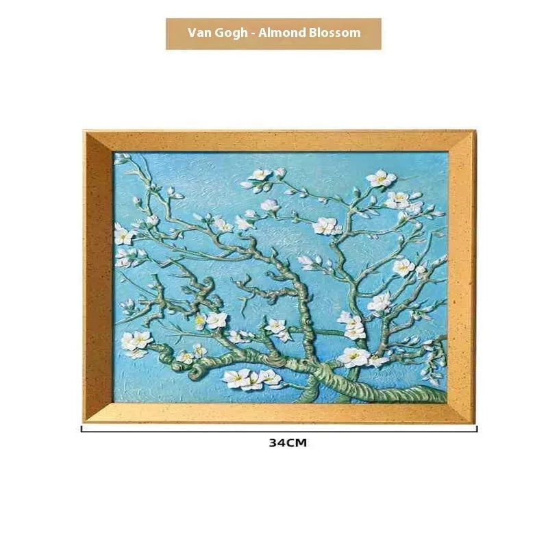DIY oil painting kit with colour pots, brushes, and a canvas showing Van Gogh's Starry Night design.