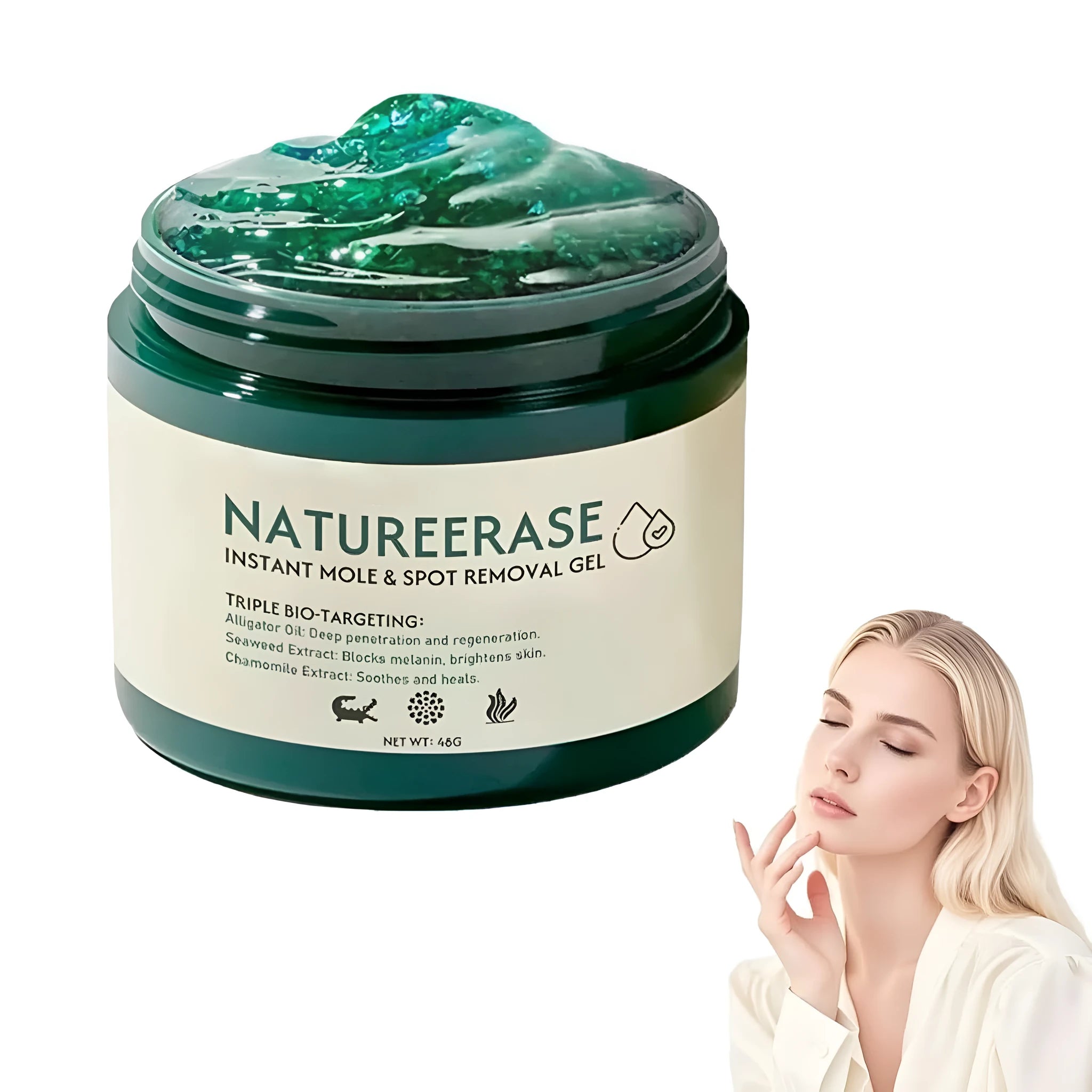 Natureerase Instant Mole Spot Removal Gel 45g tube for facial blemishes