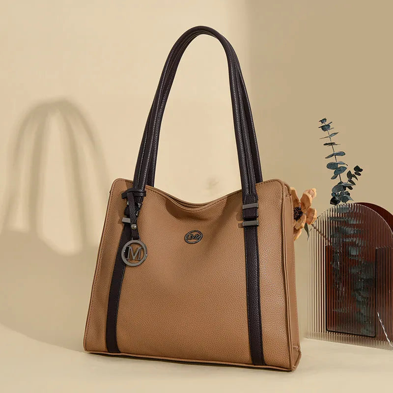 Women's genuine leather crossbody bag in horizontal square shape with European retro styling