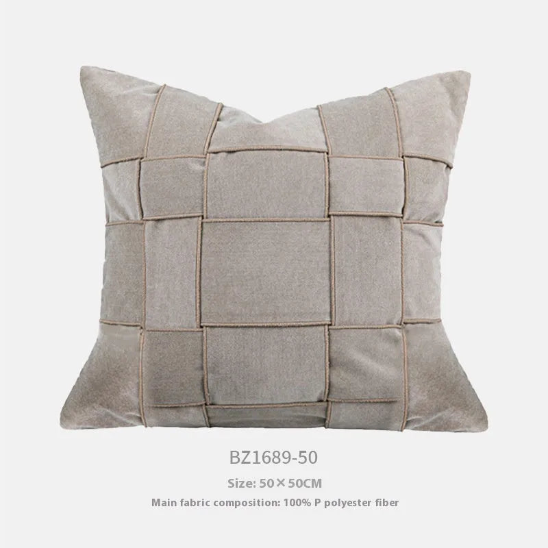 Chenille woven square pillow cushion with feather velvet filler in 50x50cm size