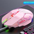 6D wired mouse with colourful lights, USB cable, in black, white, and pink options