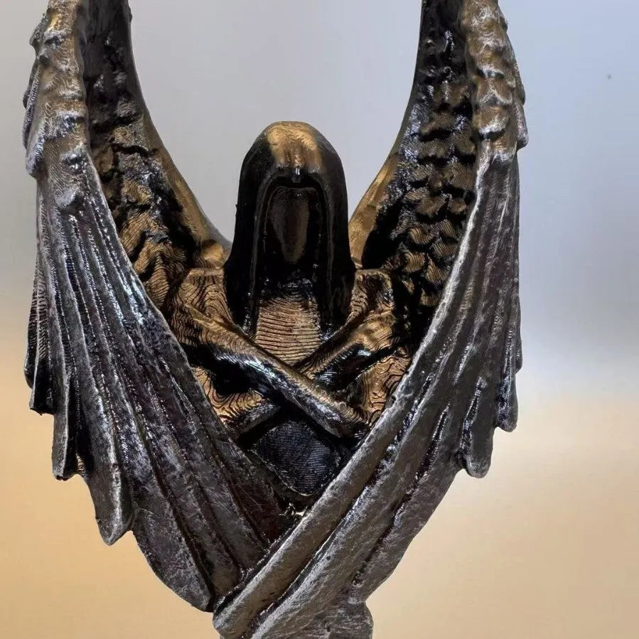 Dark Angel resin craft statue ornament measuring 6.5 by 5 by 17 centimetres.