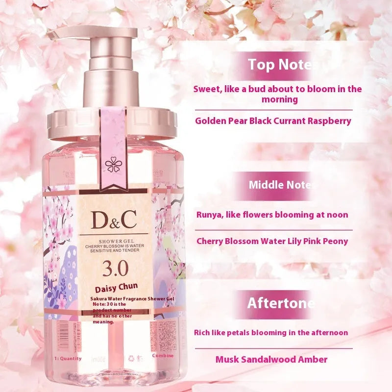 Sakura Cherry Blossom Shampoo, Hair Conditioner, and Shower Gel 500ml bottle set.