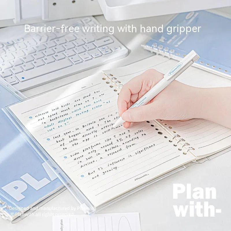 A5 PVC notebook storage can in blue colour showing dimensions of 148mm by 210mm