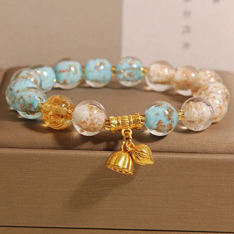 New Chinese style purple luminous glazed crystal bracelet for women fresh sweet style