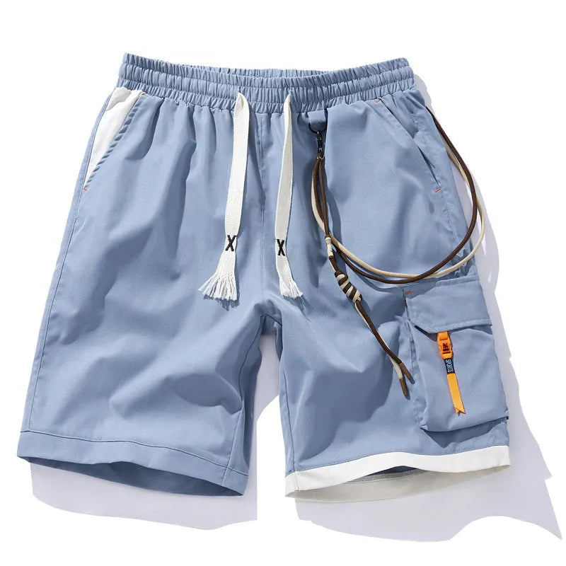 Men's plus size bamboo fibre sports shorts in a loose, high elasticity straight-leg cropped fit