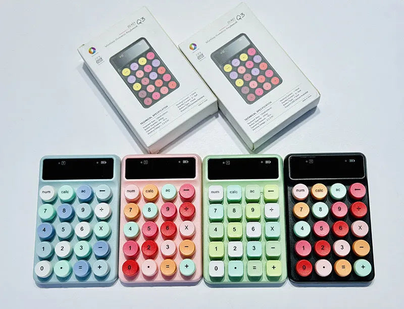 Mini portable wireless keyboard in Macaron colours including bright green option on desk