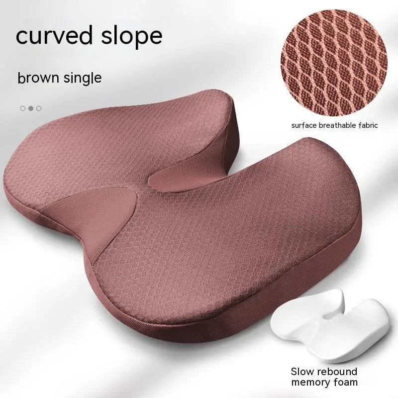 Curved bevel seat cushion in solid colour with memory foam core for tailbone and driving support