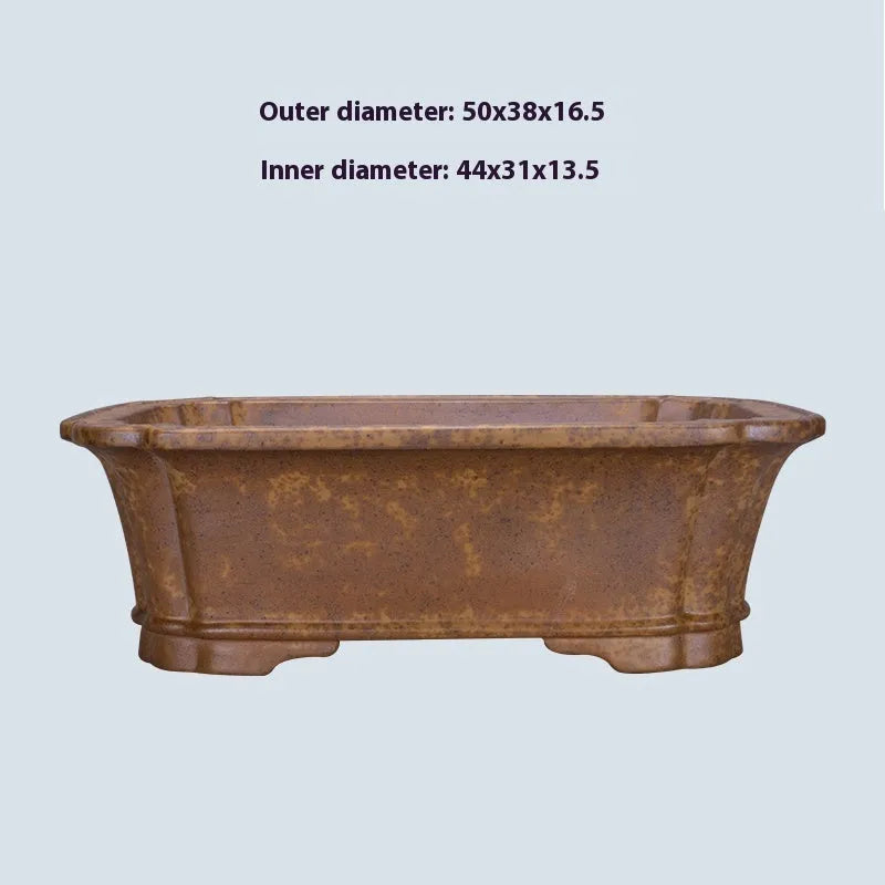 Large rectangular purple sand clay floor planter with modern minimalist design on a wooden floor.