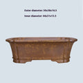 Large rectangular purple sand clay floor planter with modern minimalist design on a wooden floor.