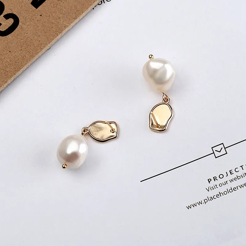 925 sterling silver baroque pearl earrings rose gold finish with gem inlay
