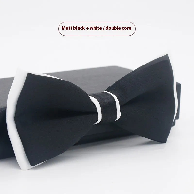 Solid colour flat head polyester bow tie for formal wear and weddings