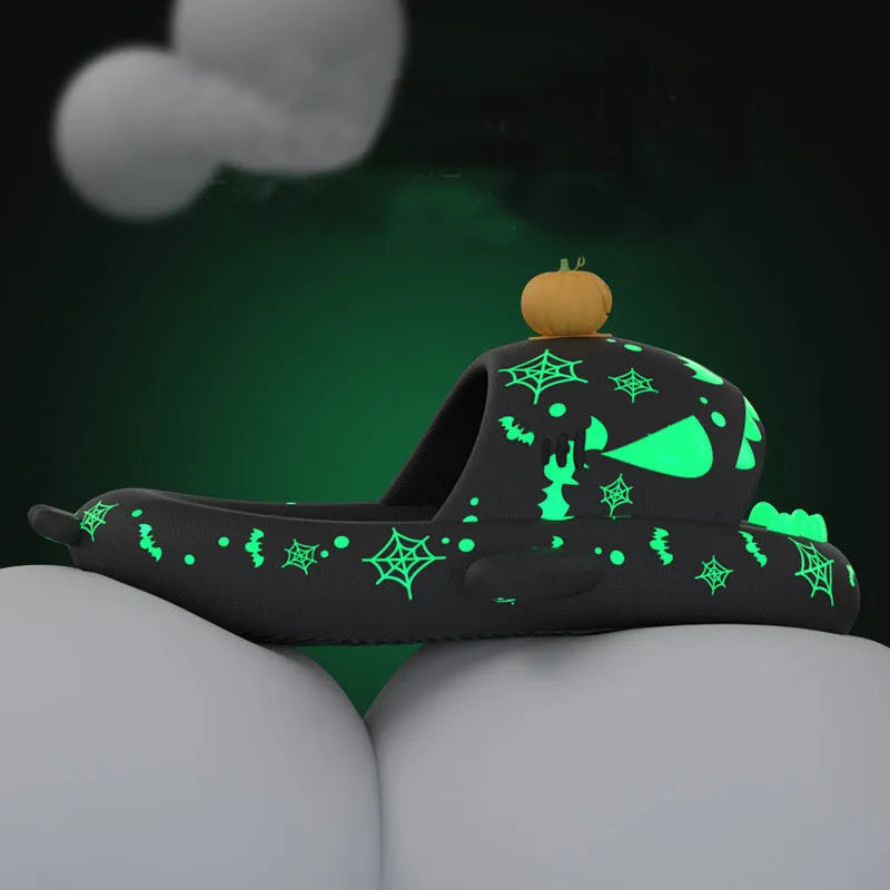 Luminous shark slippers for couples non-slip EVA bathroom house shoes glowing shark design