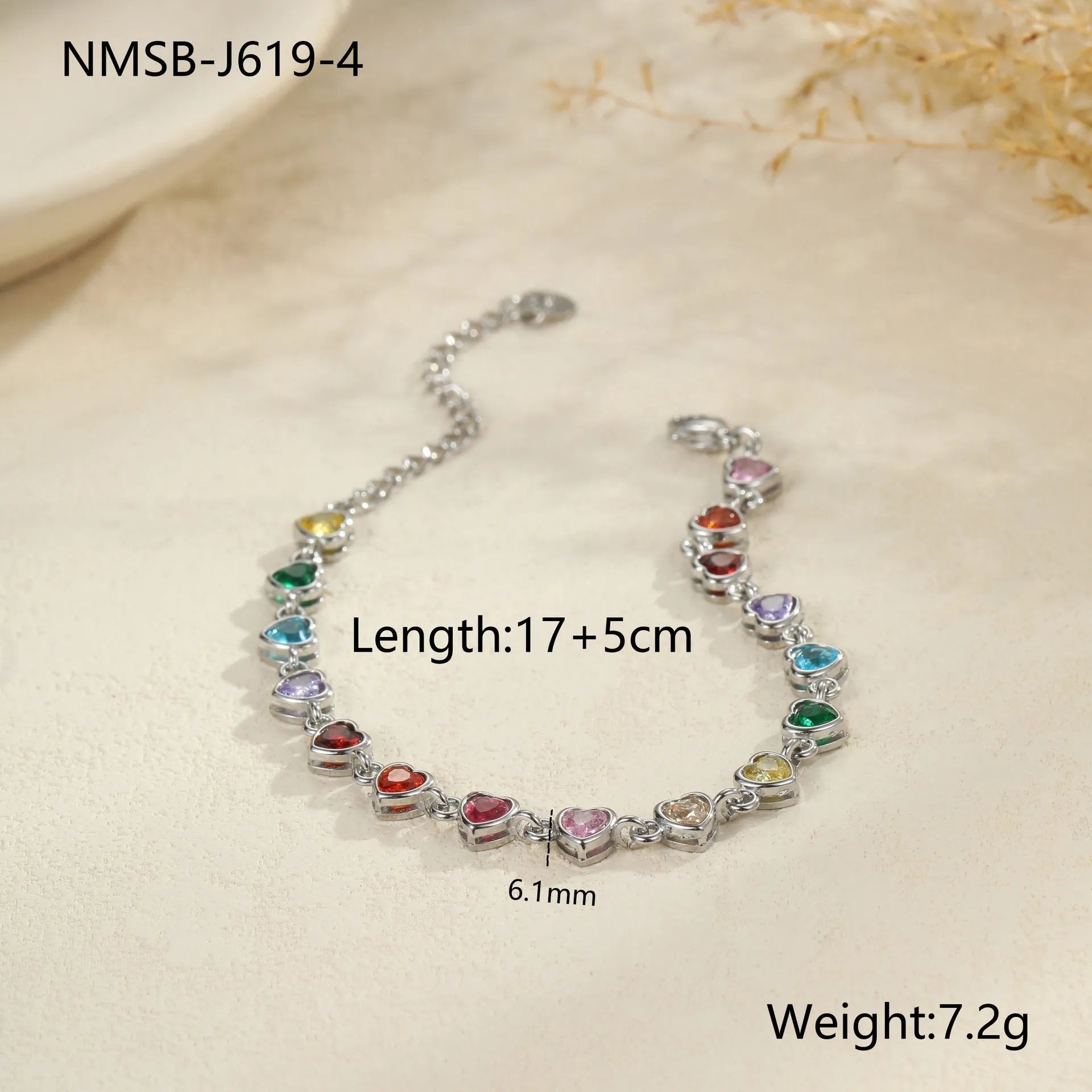 Electroplated stainless steel geometric bracelet in gold or silver colour with heart, circular, or square shapes