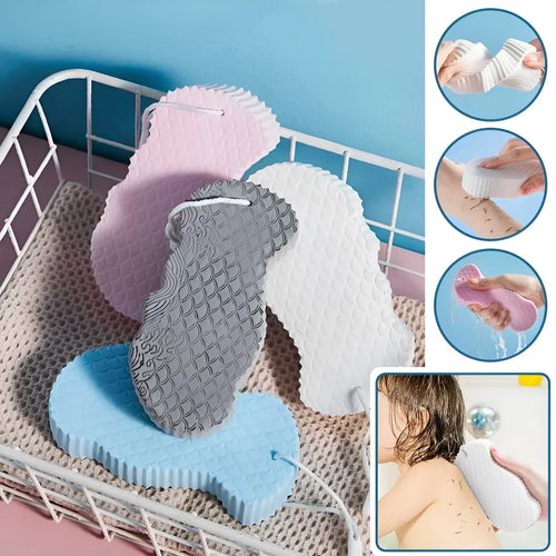 3D fish scale pattern bath sponge for body exfoliation in multiple colour options