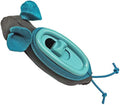 Blue interactive indoor treat dispenser mouse toy for cats with fabric skin and plastic feeder