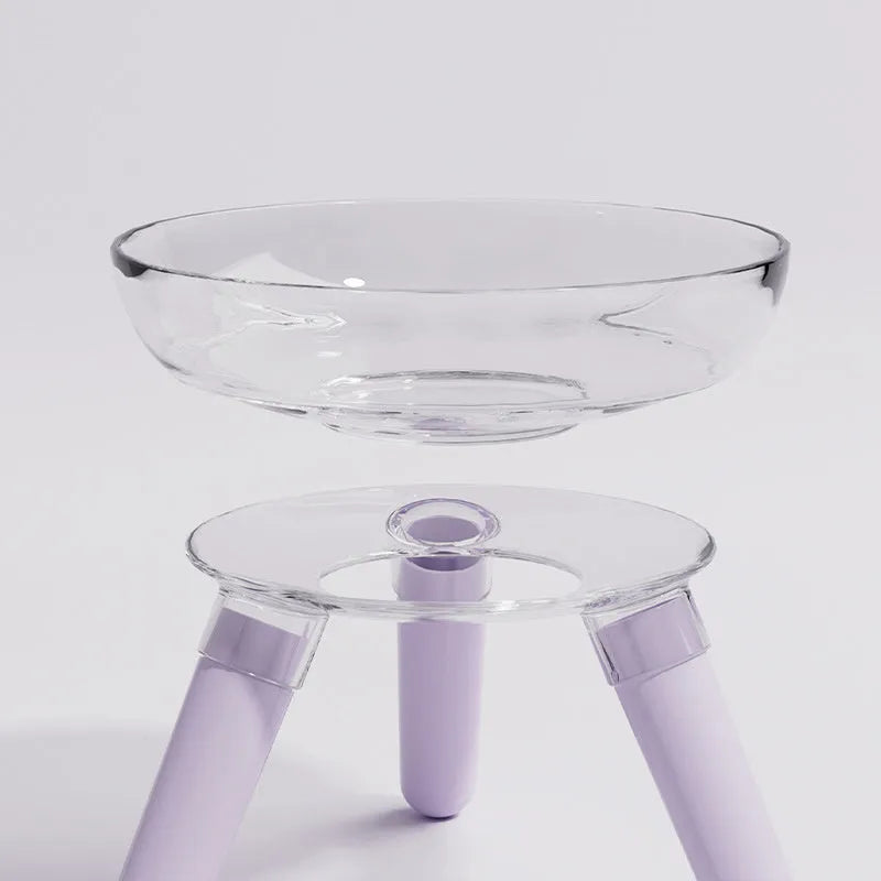 Triangle stable PC pet feeding bowl in transparent with 18.2cm diameter for cats and dogs