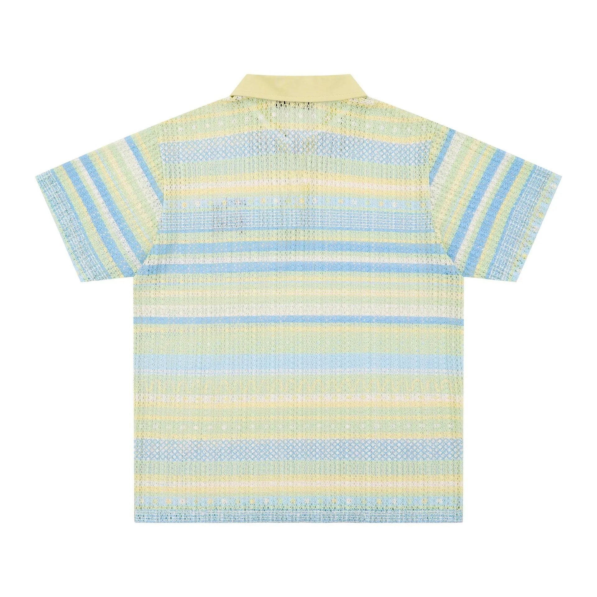 Men's printed short sleeve shirt in loose fit with polyester fabric available in yellow and blue colours