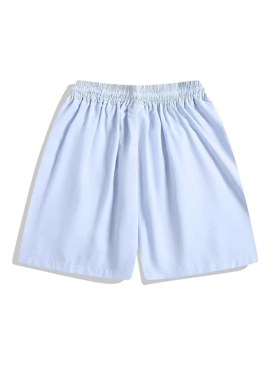 Men's black quick-drying sports shorts with elastic waistband and loose fit