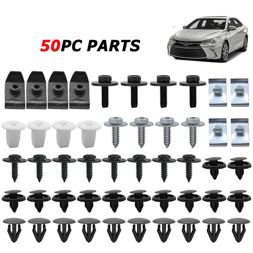 50 black plastic push-type screw rivets for GM car bumper mudguard and splash cover trim fasteners