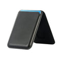 Magsafe magnetic card holder folding bracket in embossed imitation leather, 9.3 x 6.3 x 0.9 cm, shown in black