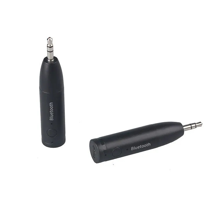 Black Bluetooth audio receiver with AUX connector and USB charging port