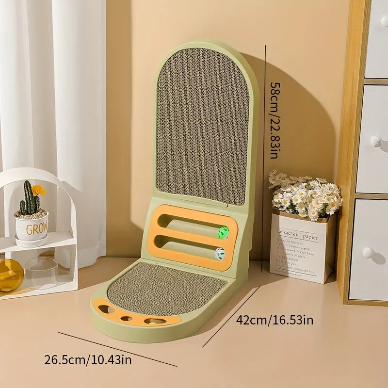 L-shape cat scratching board with sisal scratching surface and carpet base