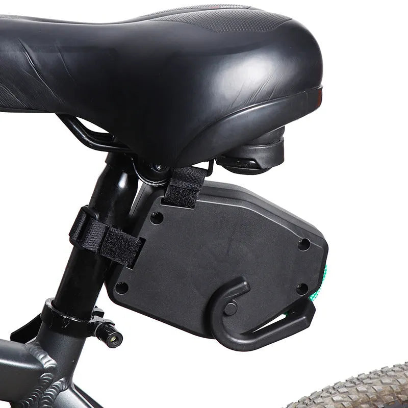 Black plastic and resin bicycle trailer rope for connecting a child's trailer to an adult bike.