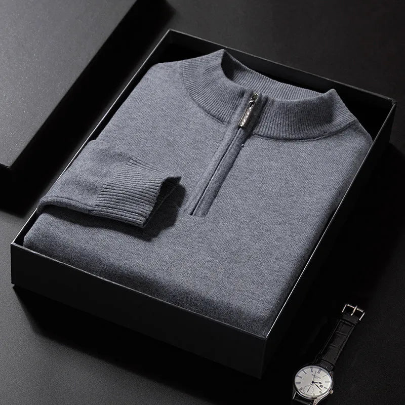 Men's zipper casual bottoming sweater in loose fit, long sleeves, seven colour options